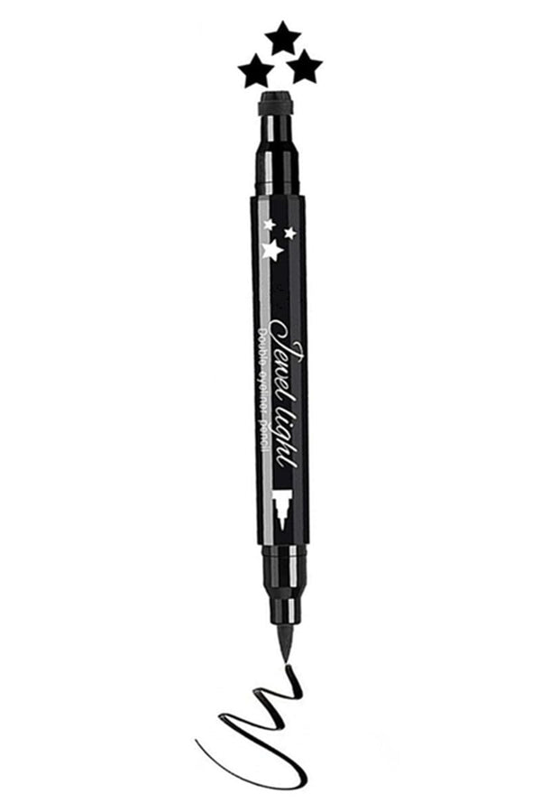 Go Ho Black Liquid Eyeliner Stamp,Star Stamp Eyeliner Makeup,Double-Side Waterproof Eyeliner Pen,Long-lasting Smudge-proof Tattoo Tools,Black Eye
