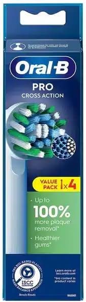 Oral B Cross Action Electric Toothbrush Replacement Brush Heads Refill, 4Count 4 Count (Pack of 1)