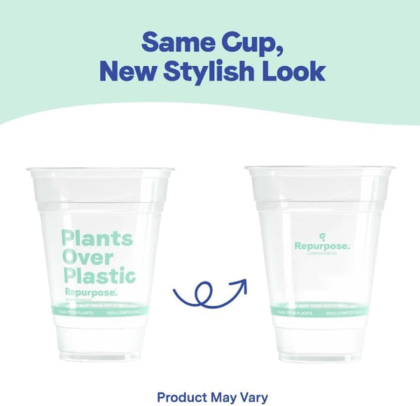 Repurpose 100% Compostable Plant-Based Clear Cold Cups, 16Oz, 50 Count, BPA & PFAS Free, FDA Non-Toxic, Certified Biobased