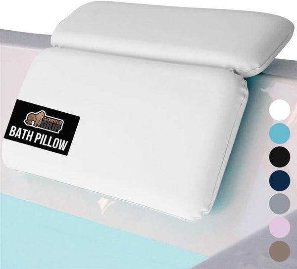 GORILLA GRIP Bath Pillow for Tub, Strong Suction Cups, Luxury Bathtub Pillows, Headrest Neck and Back Support, Relaxing Hot Tub and Home Spa
