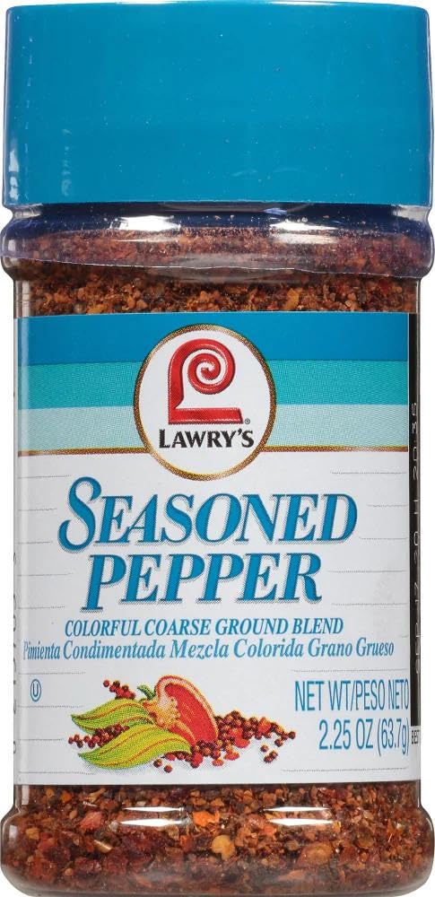 Lawry Seasoned Pepper Colorful Coarse Ground Blend, 2.25Oz Bottle, Great on Beef, Fish or Chicken.