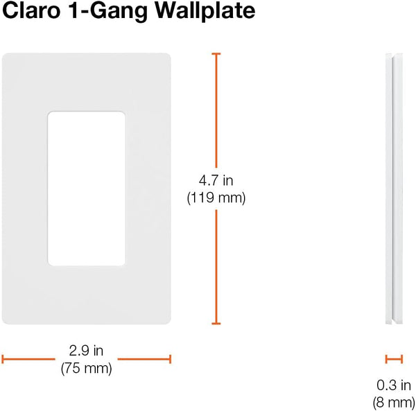 Lutron Claro Light Switch Cover Plate, 1 Gang Wallplate, for Decorator Light Switches, Rocker Light Switch Cover, Outlet Cover, Screwless Switch