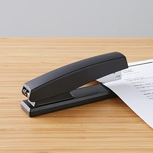 Amazon Basics Office Stapler with 1000 Staples, 25 Sheet Capacity, Non-Slip, Black, Home Office 1-Pack Stapler and 1000 Staples