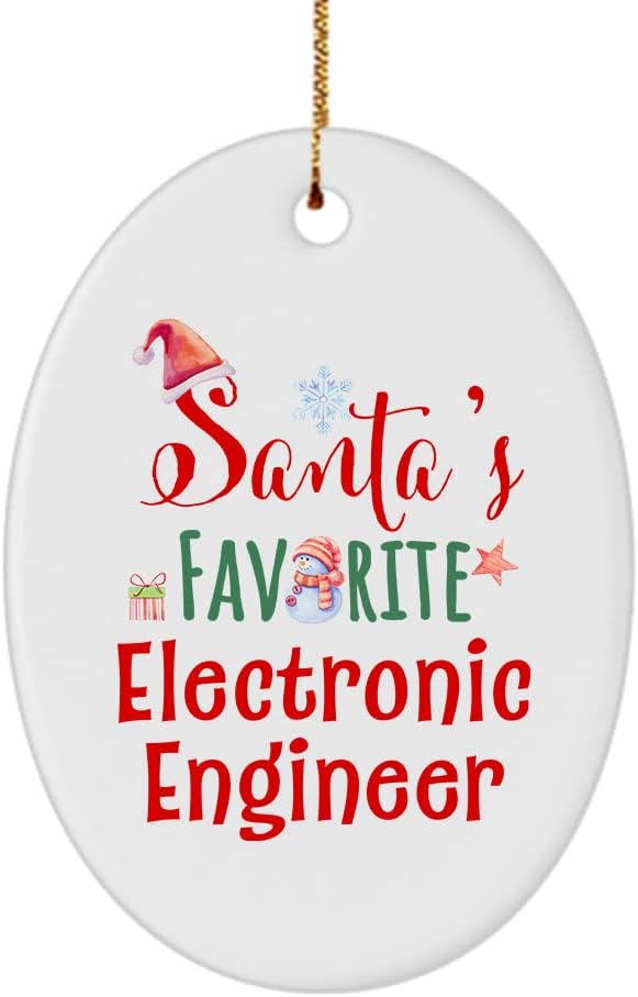 Santa'S Favorite Electronic Engineer Ornament Gifts - Oval Shaped - Birthday Chr