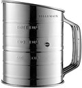 Bellemain 3 Cup Flour Sifter for Baking Fine Mesh Rotary Hand Crank with Loop Agitator for Quick Sifting, Flour Sifter Stainless Steel