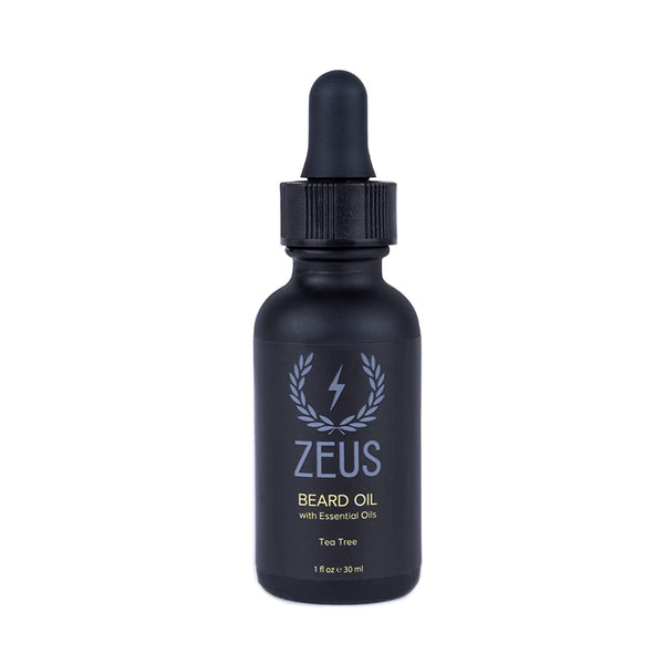ZEUS Natural Beard Oil for Men, Premium Grooming Oil to Soften, Hydrate, Condition & Control Frizz in Beard and Mustache (Made in USA) Tea Tree