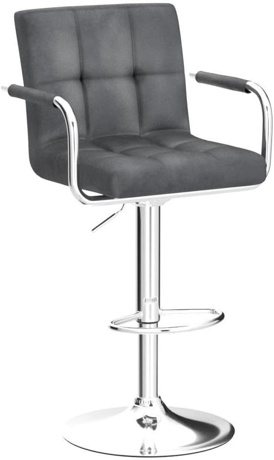 Yaheetech Counter Height Bar Stools Set of 2 Velvet Swivel Barstools for Kitchen Stool Height Adjustable Counter Stool Barstools with Armrest,
