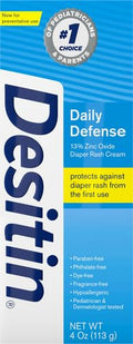 Desitin Daily Defense Baby Diaper Rash Cream with Zinc Oxide to Treat, Relieve & Prevent diaper rash, Hypoallergenic, Dye-, Phthalate- &