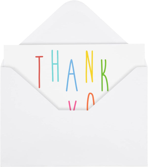 Juvale Thank You Cards with Envelopes - Bulk Blank Thank You Notes & Cards for Kids & Adults - 6 Assorted Rainbow Designs - White, 48 Pack, 4 x 6
