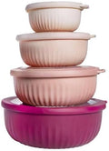 COOK WITH COLOR Prep Bowls with Lids- Wide and Deep Nesting Plastic Small Mixing Bowl Set with Lids, 8 Piece Set - Wide Bowls, Rose Rose 8 Piece