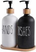 MOMEEMO Soap Dispenser Set, Contains Hand and Dish Soap Dispenser, Suitable for Kitchen Decor. (Black & White) Hd Black White & Tray