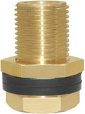 Joywayus Brass Full Thread Lengthened Bulkhead Fitting 1/4"NPT Female X 1/2" Male Bulk Head Pipe Fitting Bulkhead Tank Fitting Coupler (Pack of 2)