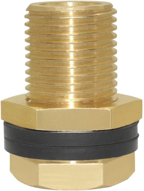 Joywayus Brass Full Thread Lengthened Bulkhead Fitting 1/4"NPT Female X 1/2" Male Bulk Head Pipe Fitting Bulkhead Tank Fitting Coupler (Pack of 2)