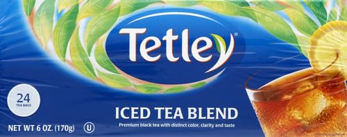 Tetley Black Tea, Iced Tea Blend, Family Size, 24 round Tea Bags