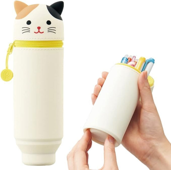 LIHITLAB PuniLabo Stand Up Pen Case (Pen Holder) Calico Cat Medium: 2.4x7 Inch