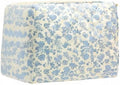 PAZIMIIK Cotton Makeup Bag for Women Large Quilted Travel Cosmetic Pouch Girls' Make up Organizer,Little Flower Blue