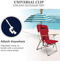 CARIBBEAN JOE Umbrella for Beach Chair, Adjustable and Universal, UV Protection (Bold Stripe, 4ft Arc)