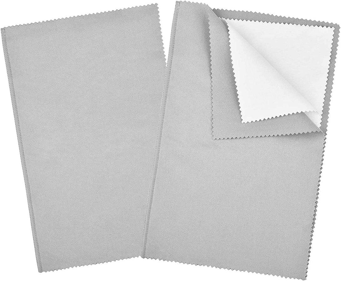 SEVENWELL 2Pcs Jewelry Polishing Cleaning Cloth Large 10 X 12In for Sterling Silver Jewelry Gold, Diamond, Platinum, Coins (Light Gray)