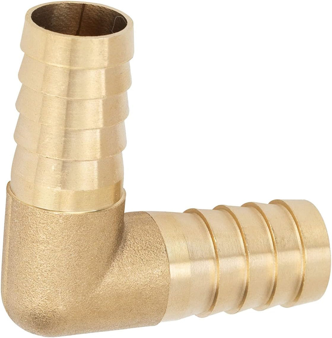 Yoebor Brass Hose Barb Fitting 90 Degree Elbow, 5/8" Barbed X 5/8" Barbed, Fuel/Air/Water/Boat/Gas/Oil WOG (Pack of 2)