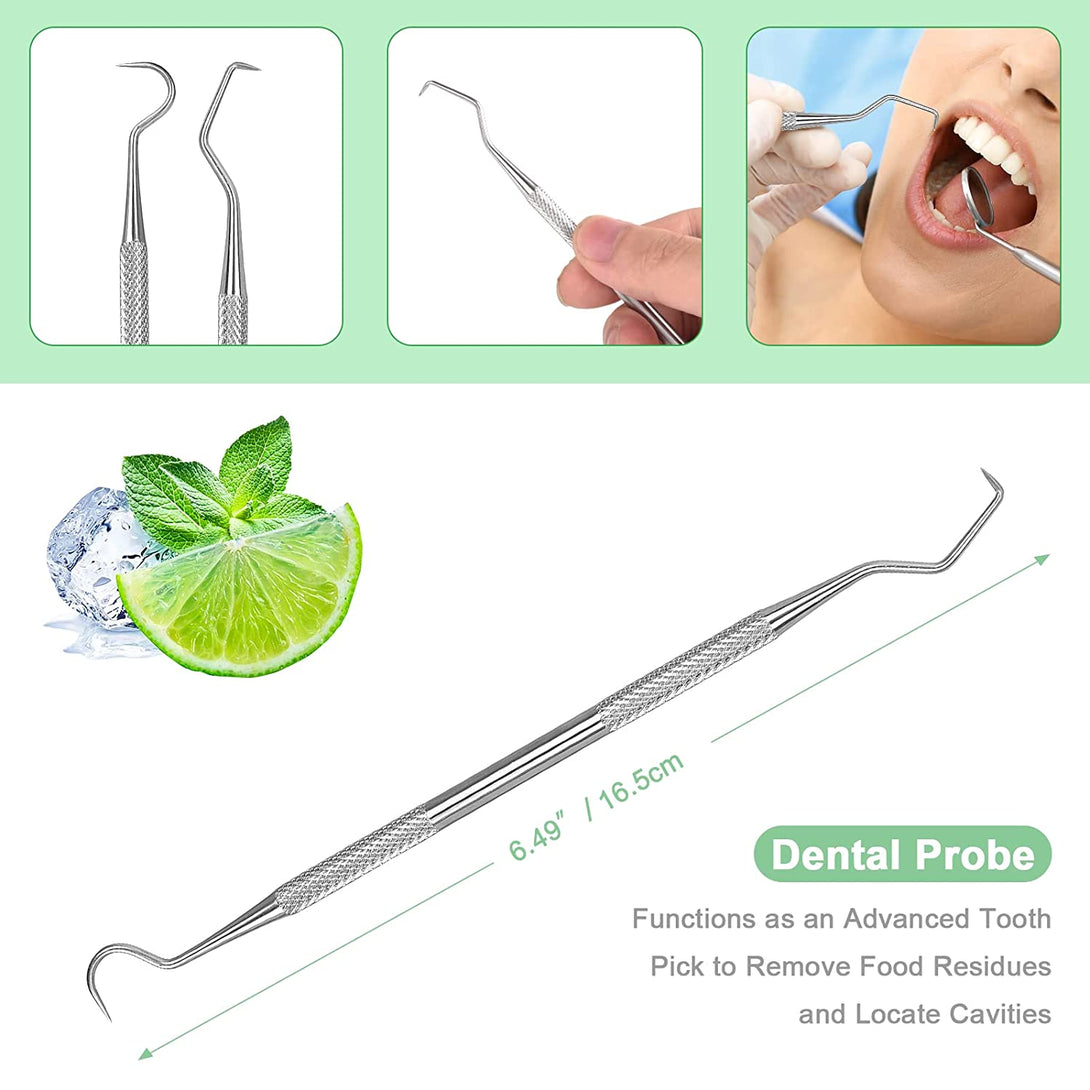 Dental Tools, Professional Dental Pick Tools Kit, Teeth Cleaning Calculus Tool for Dentist, Personal Using, Pets Oral Care with Dental Mirror Dental Tooth Tartar Plaque Scraper Remover Dental Probe