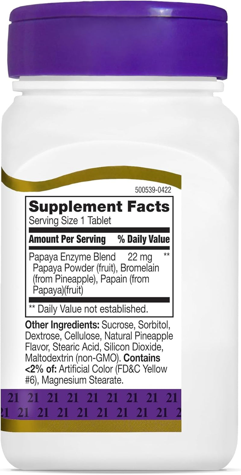 21St Century Papaya Enzyme Chewable (100 Count), Papaya & Pineapple Digestive Enzymes for Gut Health, Tropical Flavor, Non-Gmo, Gluten-Free, No Added Salt, Yeast, Artificial Flavors