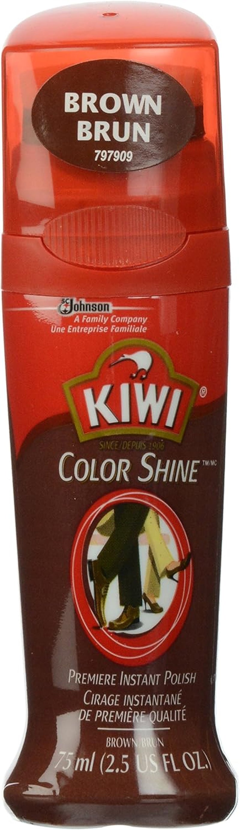 KIWI Brown Shoe Polish and Shine | Leather Shoe Cleaner for Dress Shoes and Boots | 2.5 Fl Oz