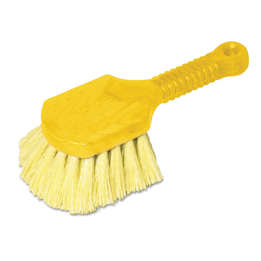 Rubbermaid Commercial 8" Utility Scrub Brush, Plastic Handle, Synthetic Bristles, Cleaning, Multi Purpose, Heavy Duty, Outdoor, Wheels and Tires