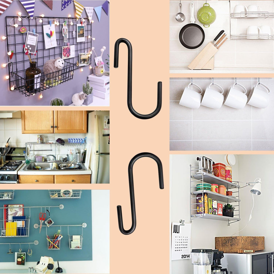24 Pack ESFUN 3 Inch Heavy Duty S Hooks Black Pan Pot Holder Rack Hooks S Shaped Hanging Hooks Hangers for Kitchenware Spoons Pans Pots Utensils Clothes Bags Towels Plants
