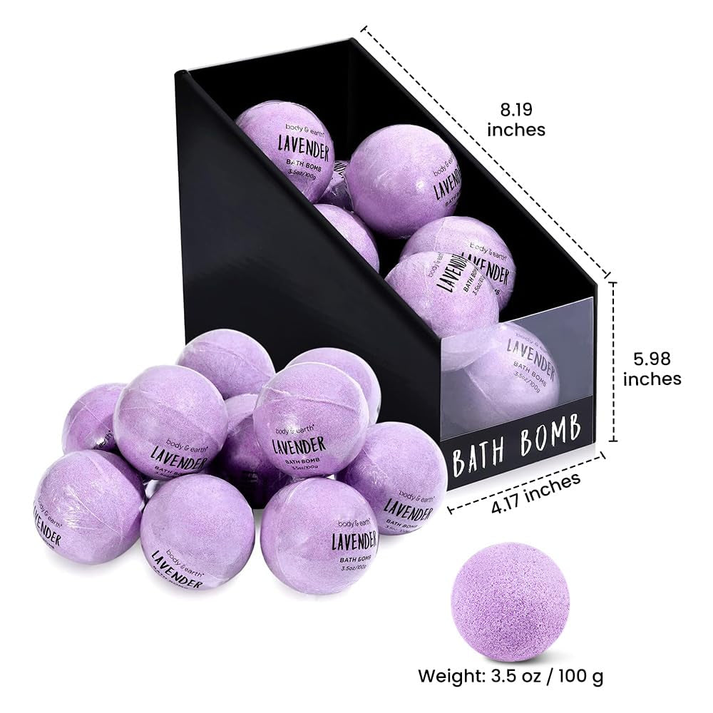 Bath Bombs Gift Set for Women, BODY & EARTH 10 X 3.5 Oz Essential Oils Lavender Handmade Birthday Gift Idea for Family, Women, Men, Mothers Day Gifts for Mom