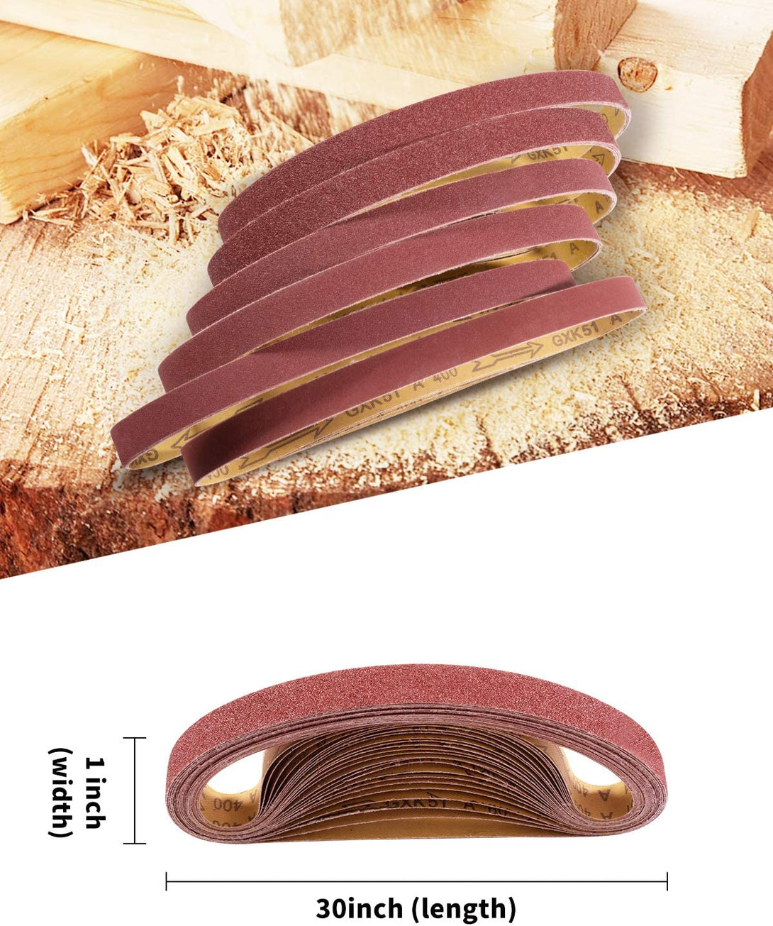 S SATC Sanding Belts 1×30-Inch Sanding Belt Belt Sander Belt Sander Paper, (4 Each of 60, 80, 120,150,240,400 Grits) Aluminum Oxide 24PCS