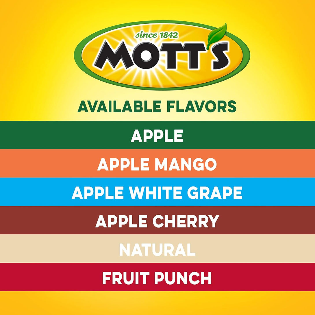 Mott'S 100% Original Apple Juice, 8 Fl Oz Bottles, 24 Count (4 Packs of 6), 2 Servings of Fruit, 100% Fruit Juice, Gluten-Free, Caffeine-Free, Kosher, Contains No Artificial Colors or Sweeteners