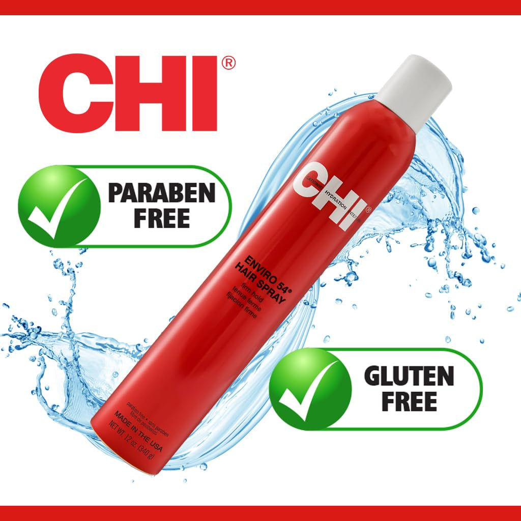 CHI Enviro 54 Hairspray, Firm Hold, Lightweight Spray Finishes & Secures Hairstyles, Sulfate, Paraben & Gluten-Free, 12 Oz