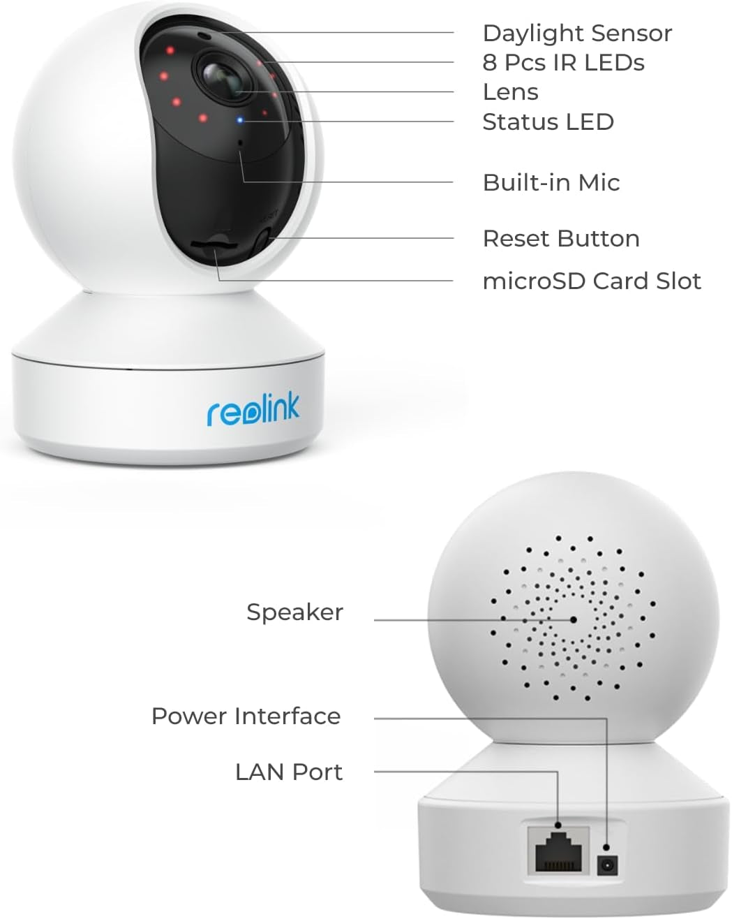 REOLINK 2K Indoor Camera, E1 Plug-In 2.4G Wifi Security Camera Wireless for Baby/Pet Monitor with Phone App, 360 Degree Pet Camera with Person/Pet Detection, Night Vision, 2-Way Audio, Local Storage