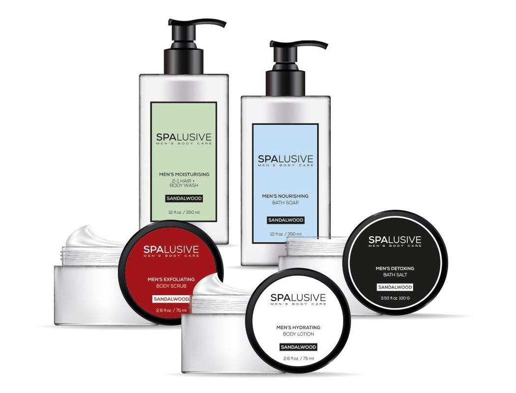Luxury Spa Gift Set for Men - Natural Men’S Gift Basket - Great Gift for Guys for Holidays, Birthdays, High School, College Grad, Father’S Day Bath and Body Set - Fresh Sandalwood Scent
