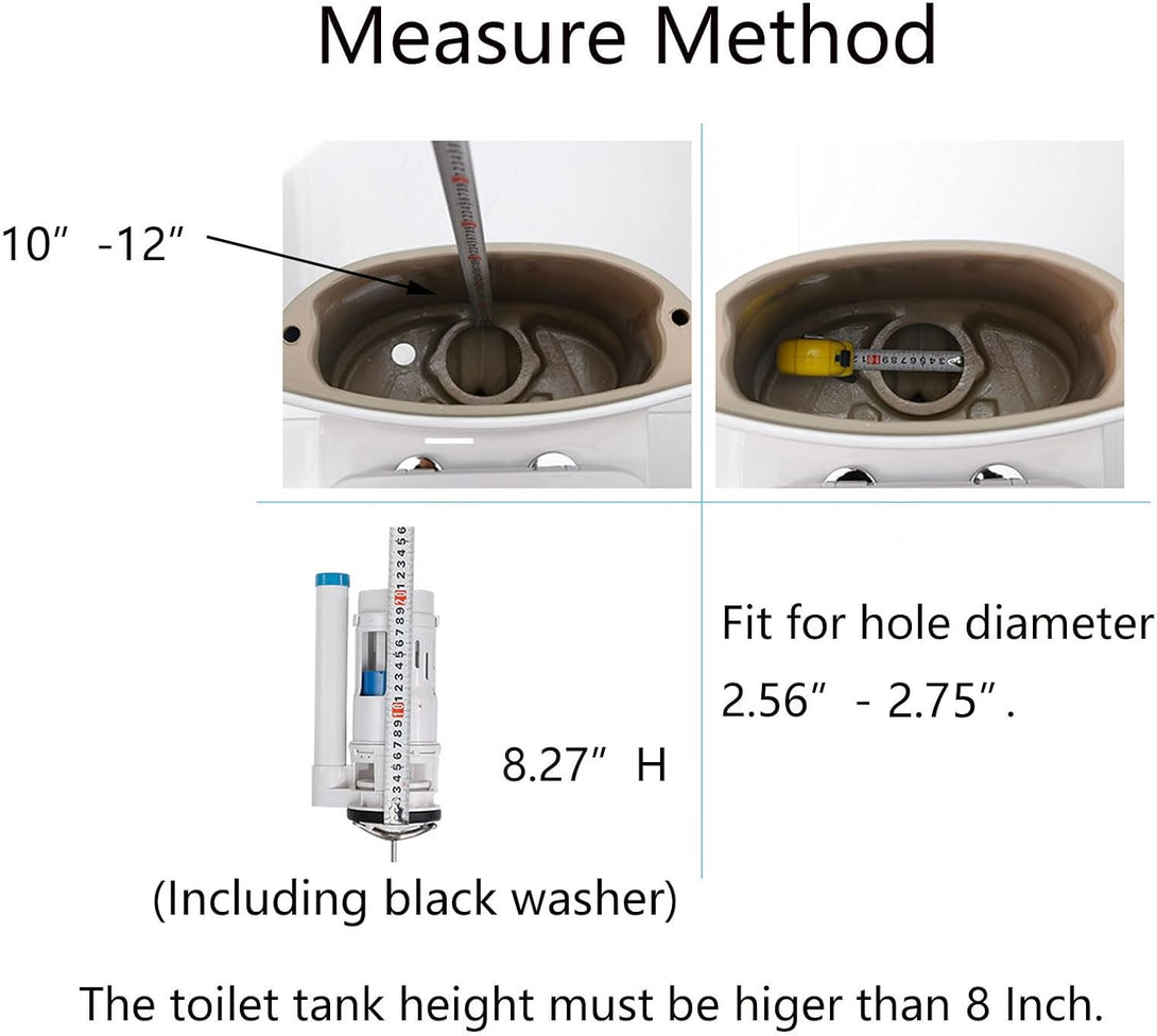 T Tulead Toilet Dual Flush Valve,Fill Valve,Push Button,Toilet Repair Kit 210Mm Height, for 255-305Mm Toilet Tank, for Ceramic Hole Dia, 65-70Mm