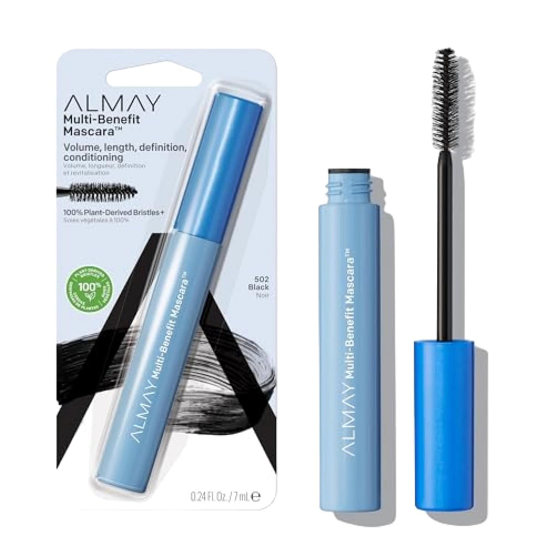 Almay Mascara, Volume, Length, Definition & Conditioning, Multi-Benefit Eye Makeup, Hypoallergenic and Fragrance-Free, 502 Black