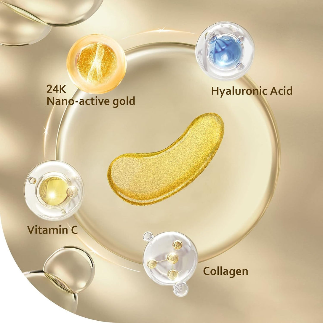 Under Eye Patches (30 Pairs), 24K Gold under Eye Mask for Puffy Eyes, Dark Circles,Bags and Wrinkles with Collagen,Relieves Pressure and Reduces Wrinkles,Revitalises and Refreshes Your Skin
