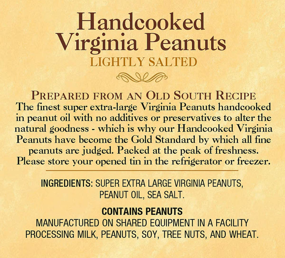 The Peanut Shop of Williamsburg Handcooked Lightly Salted Peanuts (20 Ounce) Virginia Peanuts Salted Handcooked Golden Peanuts, Top 2% Quality, Gently Blistered Cooking Process, Williamsburg Peanuts