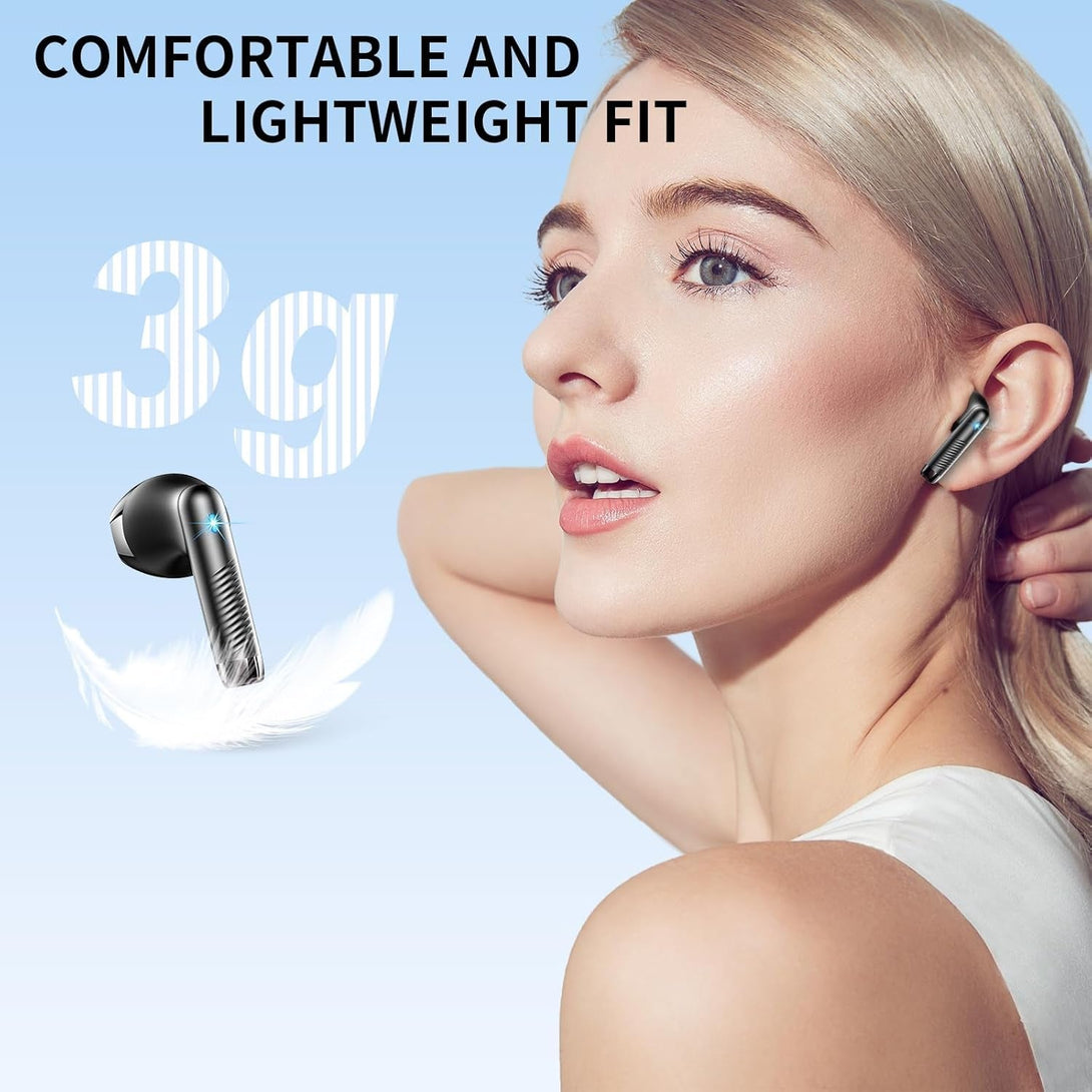 Wireless Earbuds, Bluetooth Headphones 5.4 Hifi Stereo, in Ear Earphones with 4 ENC Noise Cancelling Mics, 40H Playtime Ear Buds with Mini Case, IP7 Waterproof Headset with LED Display, USB C Charging