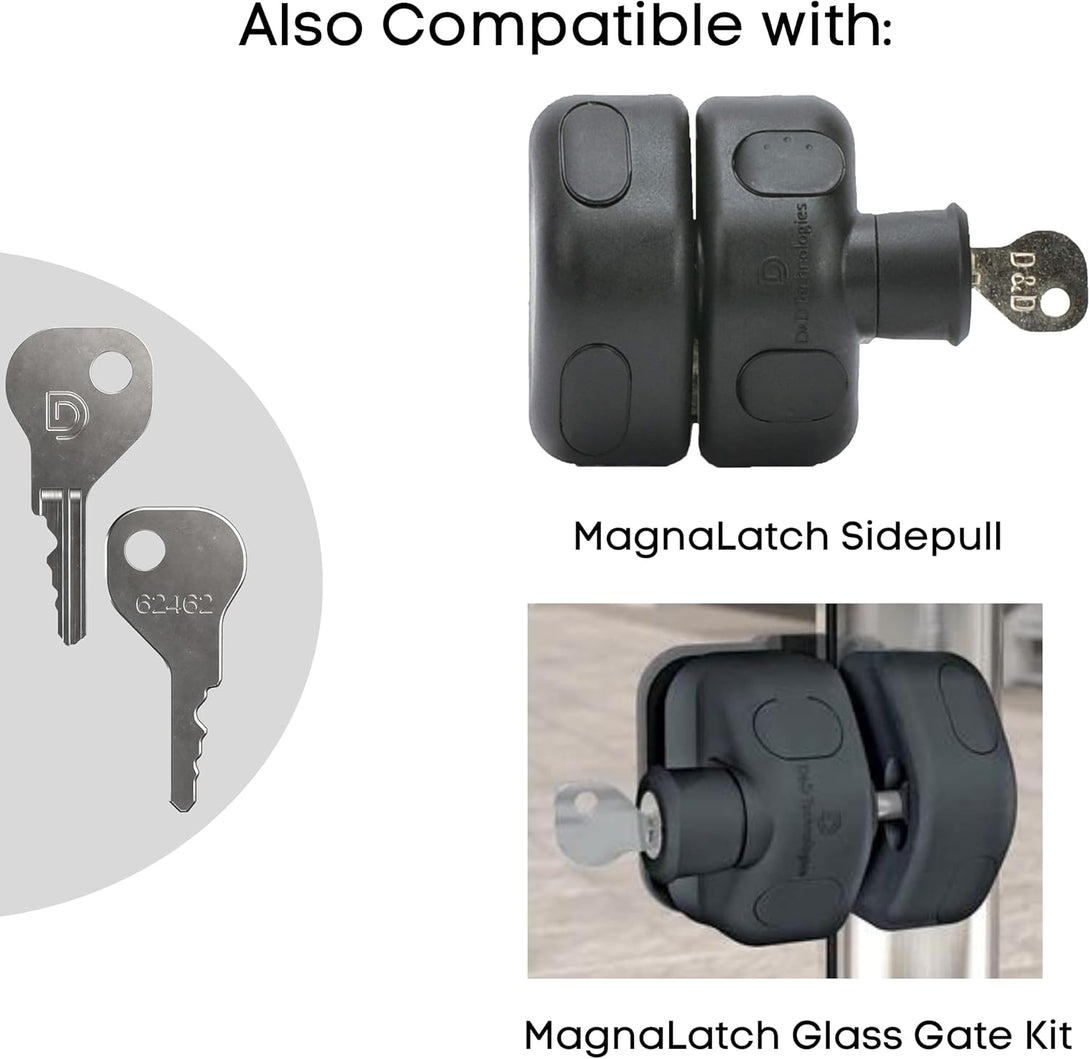 Magna Latch Key Replacement for Magna-Latch Series 2 with Downward Facing Keyhole (Old Style) - D&D Key 62462 for Magnalatch and Lokklatch Pool Gate Safety Latch Models Bundled with Key Float Keychain