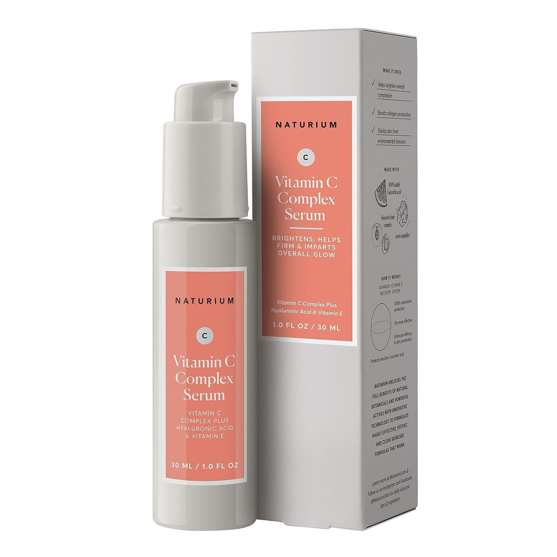 Naturium Vitamin C Complex Face Serum, Anti-Aging Facial Treatment with Hyaluronic Acid & Vitamin E, 1 Oz