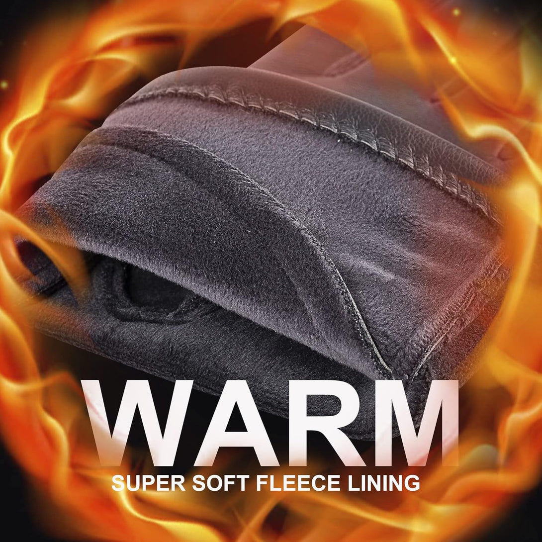 Womens Winter Leather Gloves Touch Screen Wool Lined Windproof Warm Suede Fashion Dress Gloves