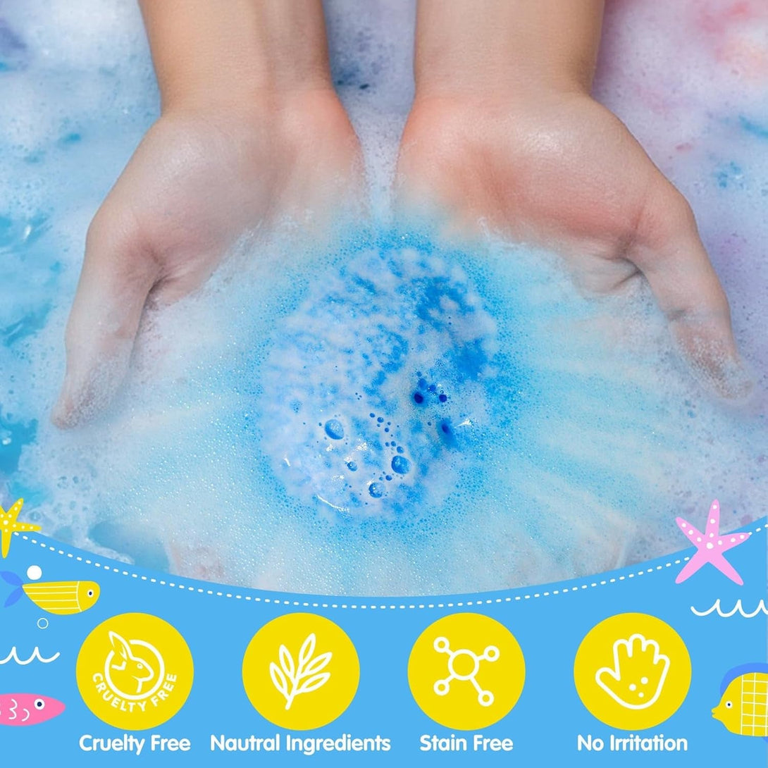 Bath Bombs for Kids with Surprise Toys Inside, 25 Pack Natural Bath Bombs with Glow in the Dark Sea & Land Animal Toys, Handmade Organic Safe Fizzy Salt Balls Gift Set for Boys Girls Toddlers