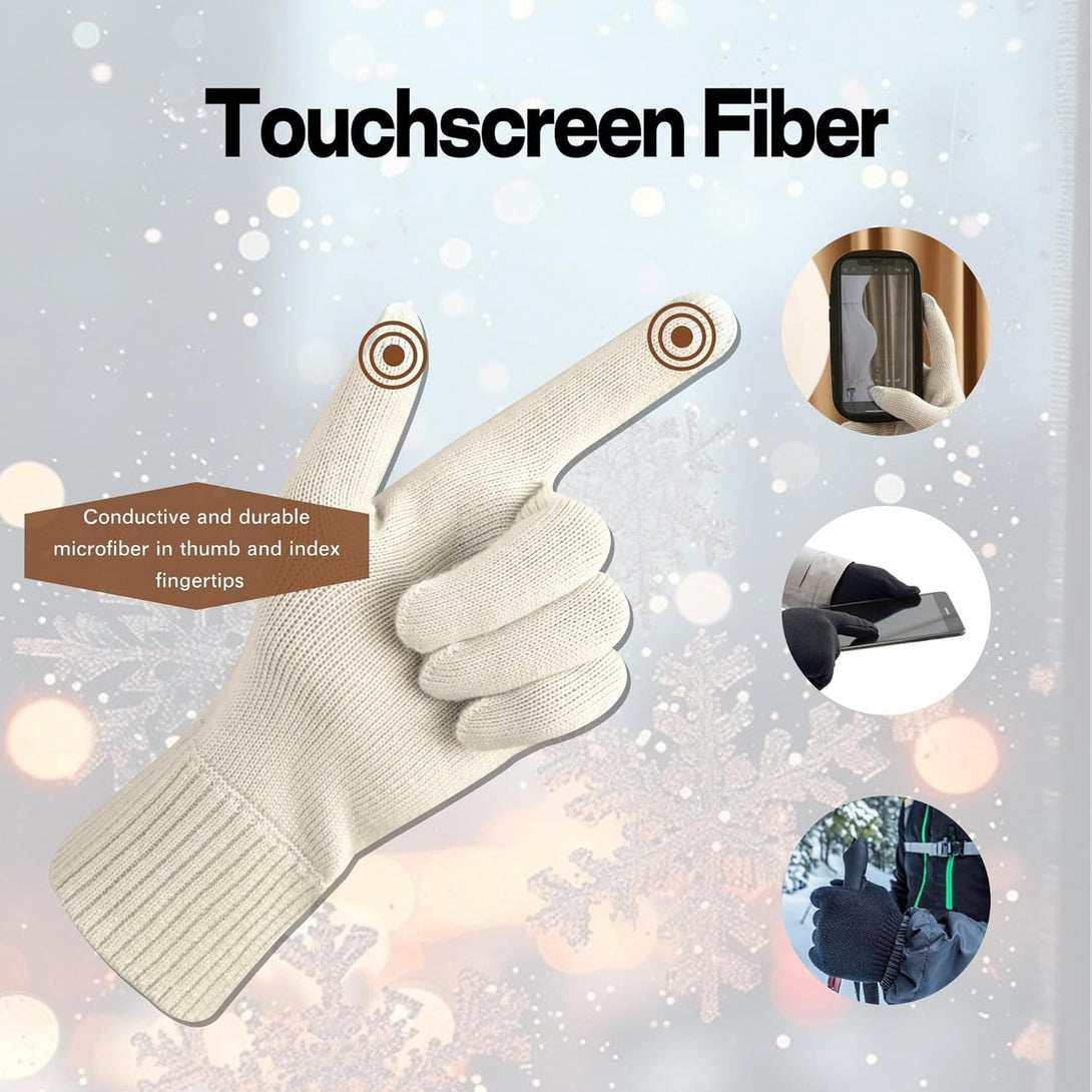 WANDER Gloves for Men Womens Lightweight Merino Wool Touchscreen Thermal Knit Running Winter Glove Liners