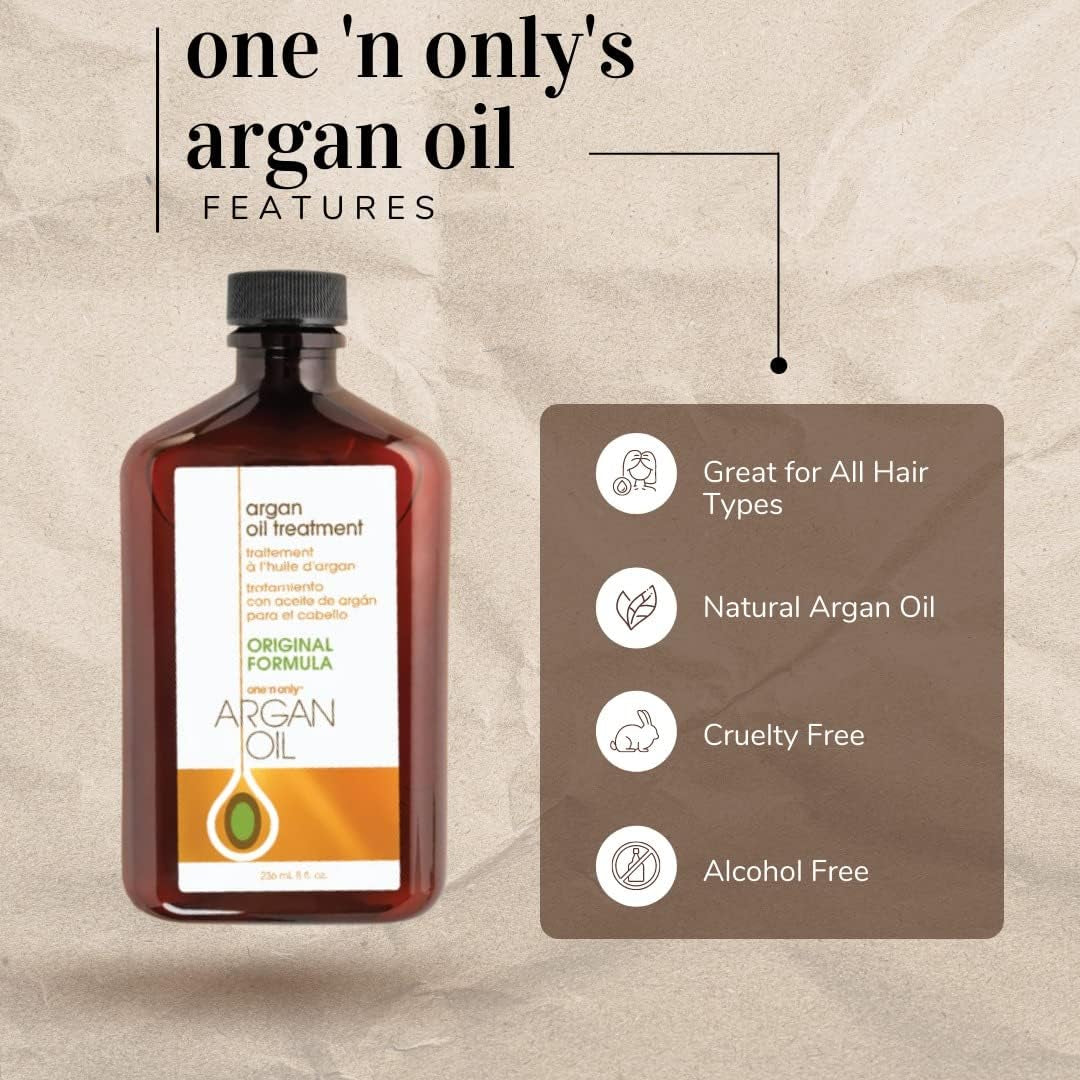 One 'N Only Argan Oil Hair Treatment, Helps Smooth and Strengthen Damaged Hair, Eliminates Frizz, Creates Brilliant Shines, Non-Greasy Formula, 2 Fl. Oz