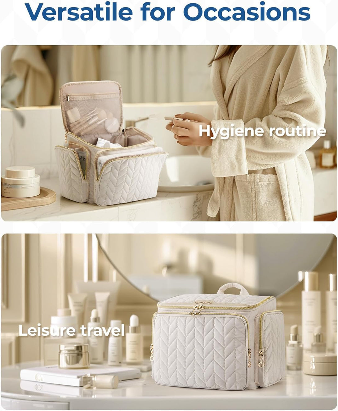 BAGSMART Travel Toiletry Bag, Large Wide-Open Travel Bag for Toiletries, Makeup Cosmetic Travel Bag with Handle-Black