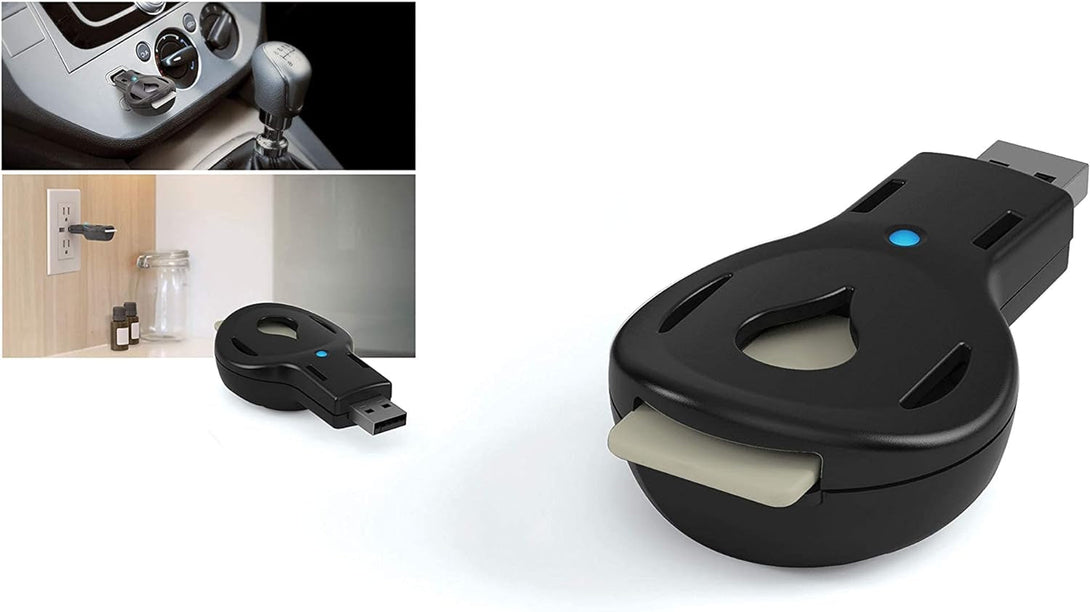 Aromakey USB Aromatherapy Diffuser with 5 Unscented Refill Pads for Bedroom - Bathroom - Kitchen - Home - Office - Car - Travel (Black)