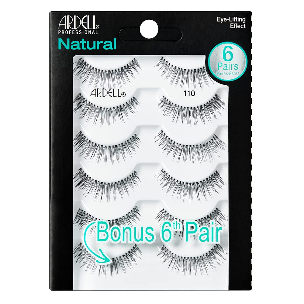 Ardell False Eyelashes, Natural 110, 5 Pair + Bonus Pair Multipack for Eye-Lifting Effect
