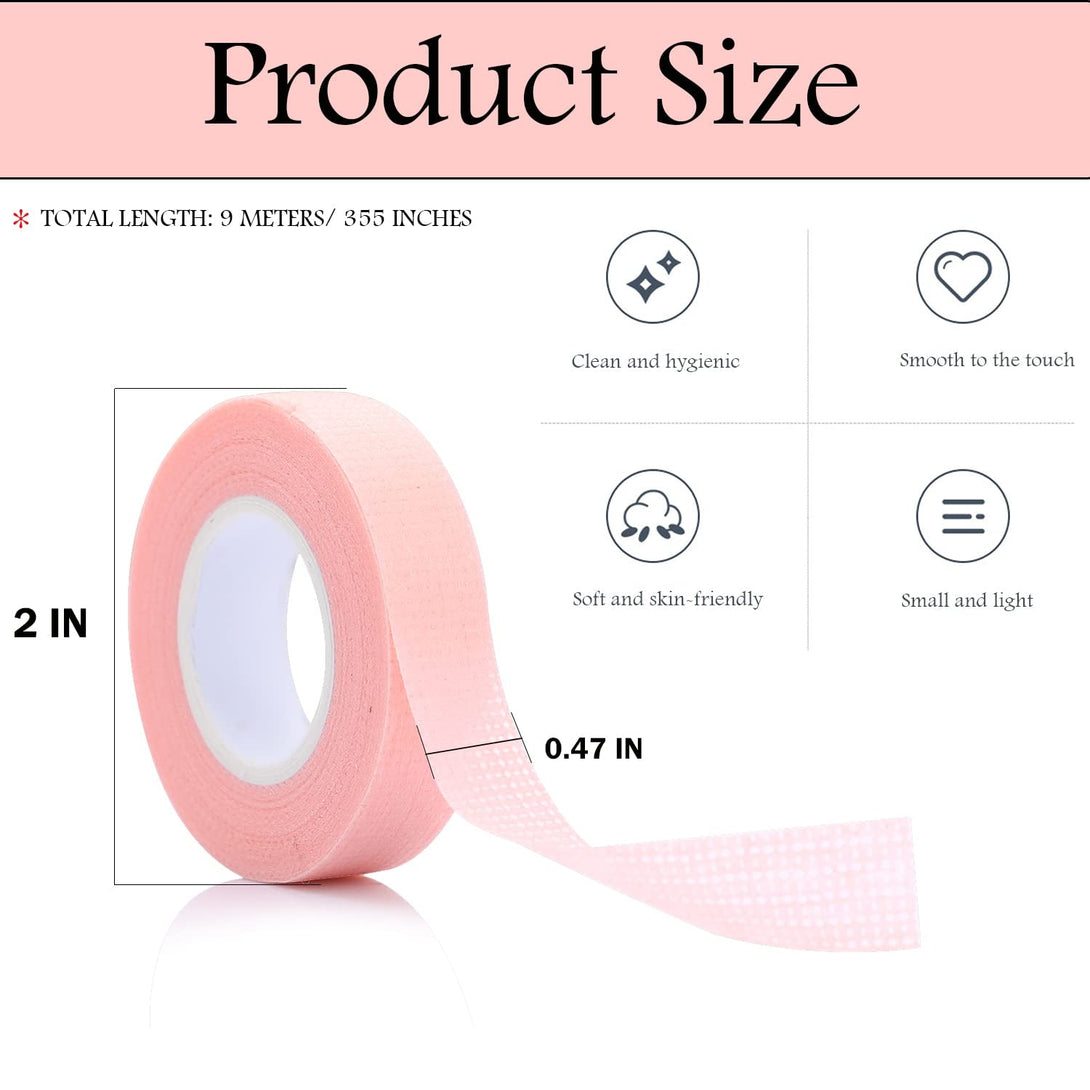 6 Rolls Eyelash Tape,Adhesive Fabric Eyelash Extension Tape,Breathable Micropore Fabric Tape for Eyelash Extension Supplies,9 M/10 Yard Each Roll (Pink)