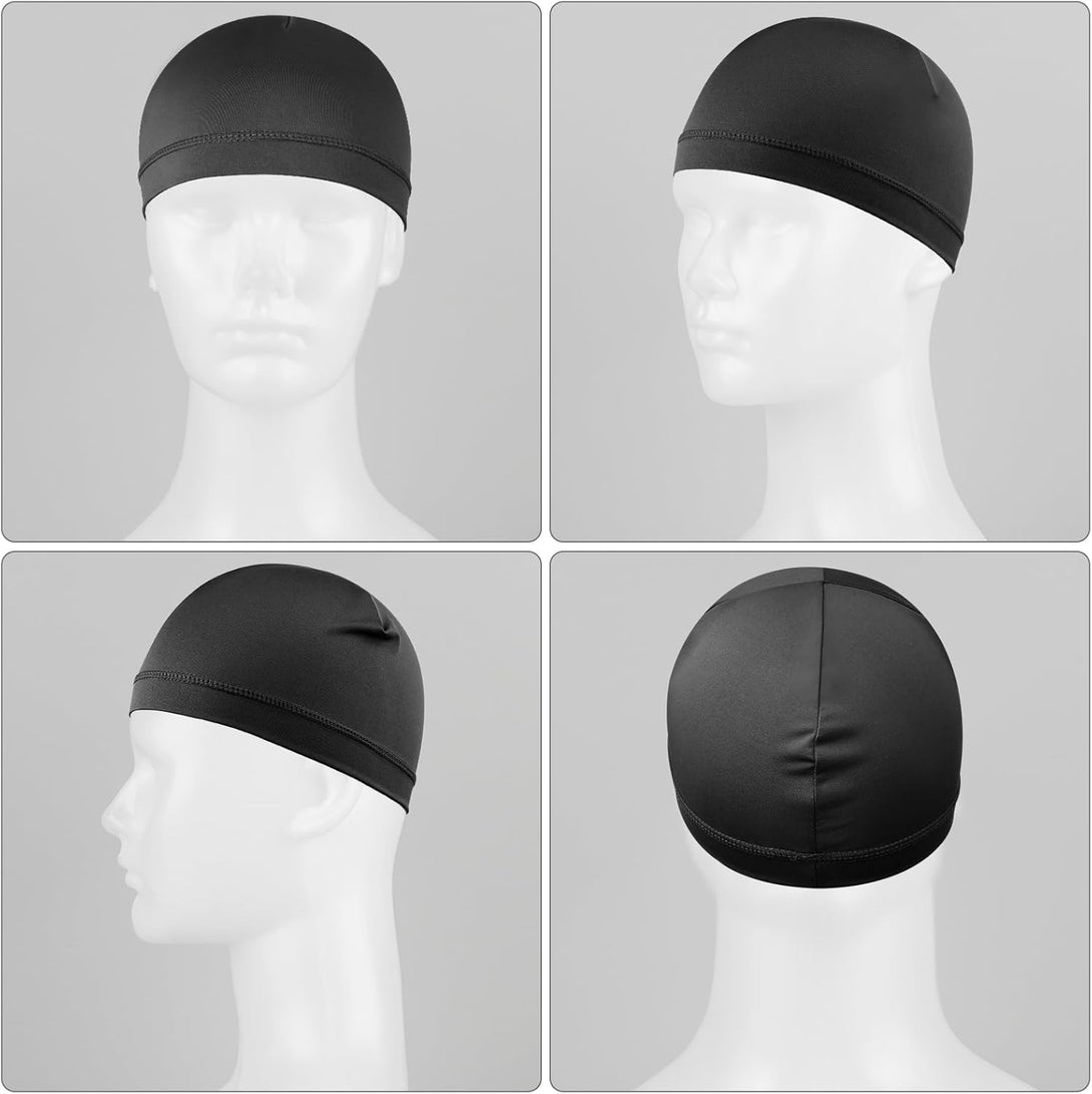 4Pcs Wave Cap for Men Silky Durags Elastic Band Wave Caps for 360 540 720 Waves Soft Breathable Satin Durag Unisex Adults Kids Skullies Beanies Hats Shower Cap Black